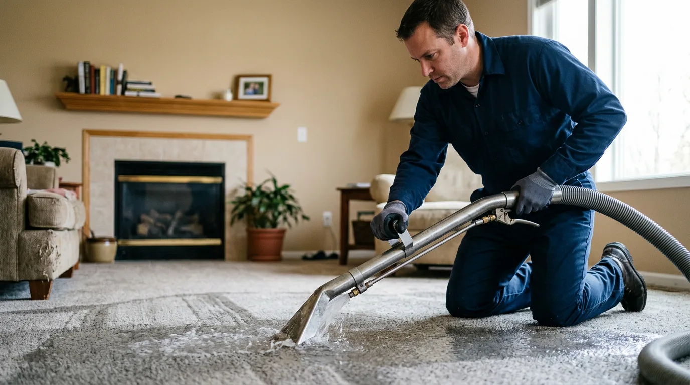 Water damage restoration technician working near Elma, NY
